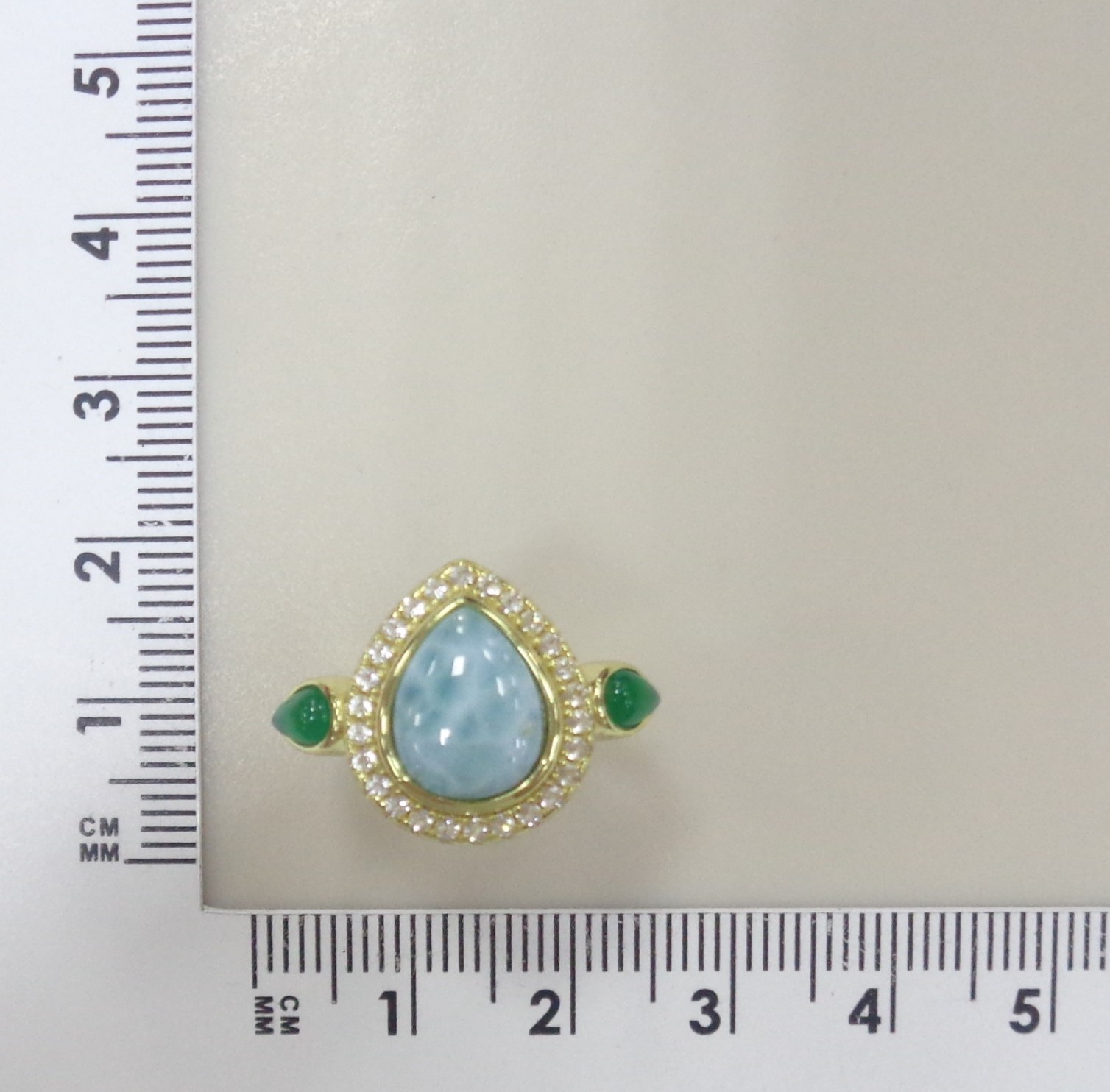 Серебряное кольцо с ларимаром и агатами